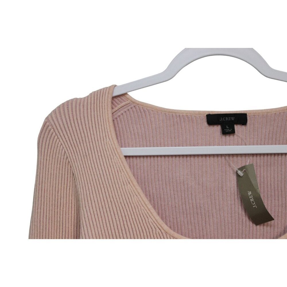 NWT J Crew Cropped Cardigan Sweater Large Ribbed Knit Low Cut Scoop Neck Preppy - Picture 5 of 11